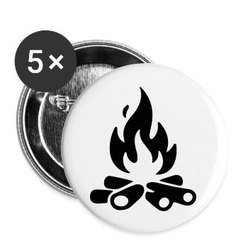 Bois de chauffage pour feu de camp - Lot de 5 petits badges (25 mm) - blanc - Devant