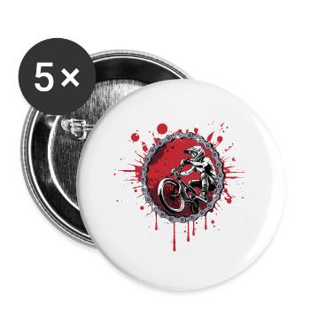 Saut BMX à travers une chaîne - Lot de 5 petits badges (25 mm) - blanc - Devant