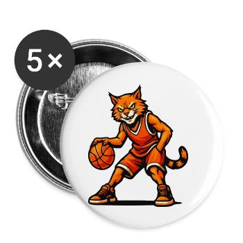 Basketball Cat Blaze - Buttons small 1''/25 mm (5-pack) - white - Front