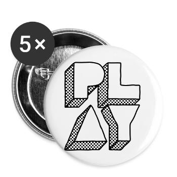 Press Play – Musik Party DJ Design - Buttons klein 25 mm (5er Pack) - Weiß - Vorne
