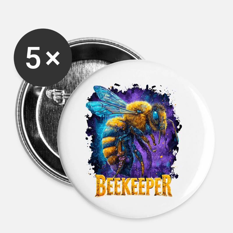 Beekeeper Imker Honey Honig Bee Biene Honigbiene - Buttons klein 25 mm (5er Pack) - Weiß