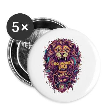 Lion graffiti with No More Lies - Buttons small 1''/25 mm (5-pack) - white - Front