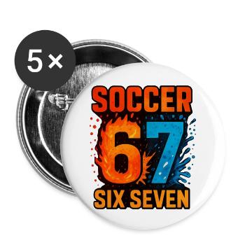 Soccer 67 | Six Seven - Buttons small 1''/25 mm (5-pack) - white - Front