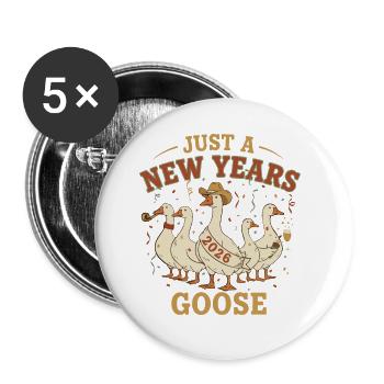 Juste une fête de célébration du Nouvel An Goose 2026 - Lot de 5 petits badges (25 mm) - blanc - Devant