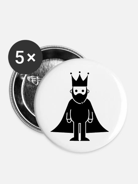 König Majestät - Buttons klein 25 mm (5er Pack) - Weiß
