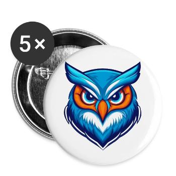 Blue Owl Esports Maskottchen-Logo - Buttons klein 25 mm (5er Pack) - Weiß - Vorne