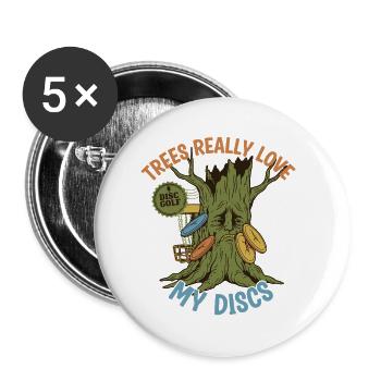 Les arbres adorent vraiment mes disques, drôle de disc golf volant - Lot de 5 petits badges (25 mm) - blanc - Devant