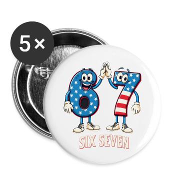 US Flag 67 Memes Six Seven - Buttons small 1''/25 mm (5-pack) - white - Front