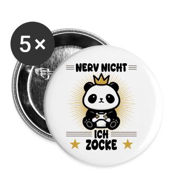 Nerv nicht! ich zocke - Buttons klein 25 mm (5er Pack) - Weiß - Vorne
