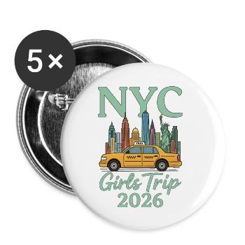 NYC Girls Trip 2026 - Buttons klein 25 mm (5er Pack) - Weiß - Vorne