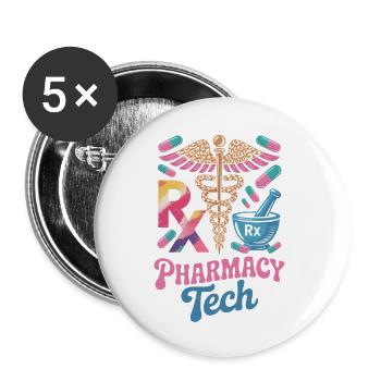 Art de la pharmacie Rx Tech - Lot de 5 petits badges (25 mm) - blanc - Devant