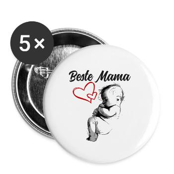Best Mom - Buttons small 1''/25 mm (5-pack) - white - Front