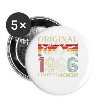60e anniversaire Original Millésime janvier 1966 - Lot de 5 petits badges (25 mm) - blanc - Devant