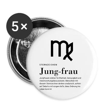 Sternzeichen Jungfrau  - Buttons klein 25 mm (5er Pack) - Weiß - Vorne