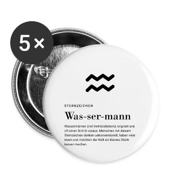 Sternzeichen Wassermann - Buttons klein 25 mm (5er Pack) - Weiß - Vorne