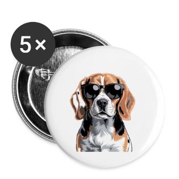 Beagle - Lot de 5 petits badges (25 mm) - blanc - Devant