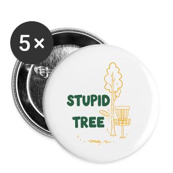 Stupid Tree Funny Disc Golfer Frisbee Golf - Buttons small 1''/25 mm (5-pack) - white - Front