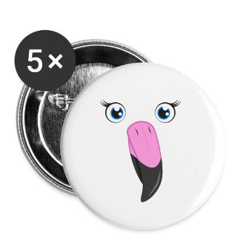 Flamingo Face Kawaii Pink Lazy DIY Bird Custome - Buttons klein 25 mm (5er Pack) - Weiß - Vorne