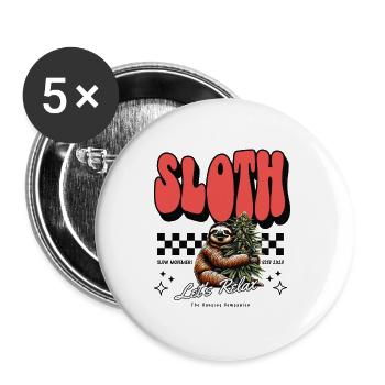 Sloth Relax – Chill Pattern Cannabis défectueux - Lot de 5 petits badges (25 mm) - blanc - Devant