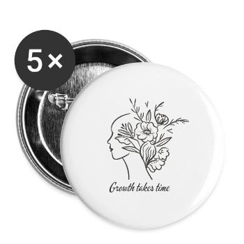 Floral Brain Line Art - Growth - Buttons small 1''/25 mm (5-pack) - white - Front