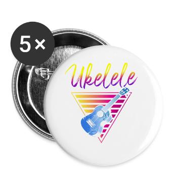 Hawaiian Ukulele Uke Retro 80s 90s - Buttons small 1''/25 mm (5-pack) - white - Front