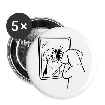 Chien Selfie Chien - Lot de 5 petits badges (25 mm) - blanc - Devant