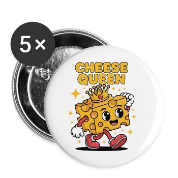 Cheese Queen – Fromage à couronne - Lot de 5 petits badges (25 mm) - blanc - Devant