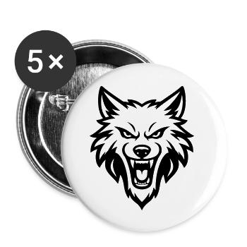 Tête de loup - Lot de 5 petits badges (25 mm) - blanc - Devant
