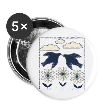 Night Bird Print - Buttons small 1''/25 mm (5-pack) - white - Front