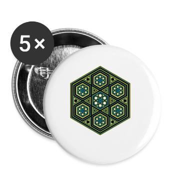 Festival Wear Rave Party Goa Hexagon Mandala Blue - Lot de 5 petits badges (25 mm) - blanc - Devant