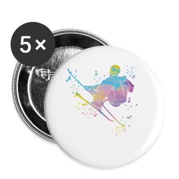 Ski alpin Sports d’hiver Ski nordique - Lot de 5 petits badges (25 mm) - blanc - Devant