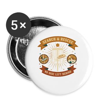 Recherche et sauvetage : aucun disque laissé derrière Disc golf - Lot de 5 petits badges (25 mm) - blanc - Devant