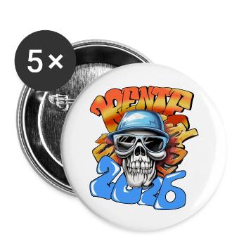 Schädel Rentner 2026 Neon Graffiti Pop-Art  - Buttons klein 25 mm (5er Pack) - Weiß - Vorne