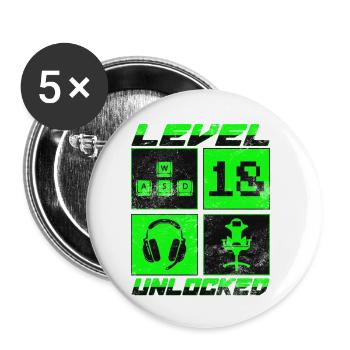 Level 18 Unlocked - Buttons small 1''/25 mm (5-pack) - white - Front