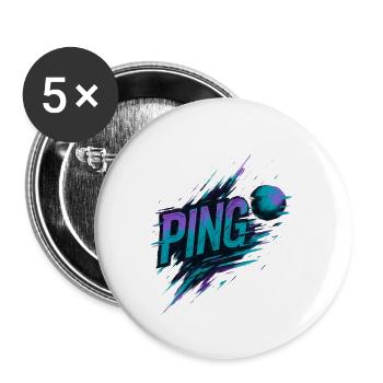 Ping Pong - Tennis de Table - Lot de 5 petits badges (25 mm) - blanc - Devant
