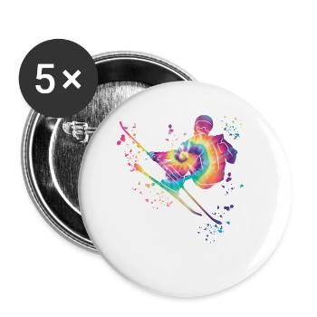 Ski alpin Sports d’hiver Ski nordique - Lot de 5 petits badges (25 mm) - blanc - Devant