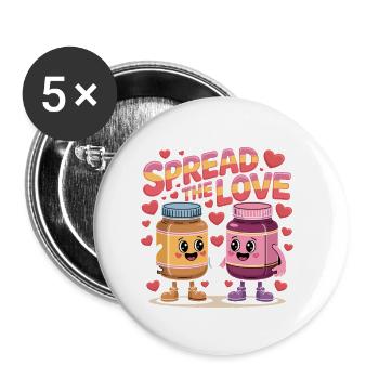 Valentinstags-Erdnussbutter und Marmelade verbreiten die Liebe - Buttons klein 25 mm (5er Pack) - Weiß - Vorne