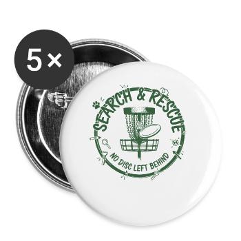 Recherche et sauvetage : aucun disque laissé derrière Disc golf - Lot de 5 petits badges (25 mm) - blanc - Devant