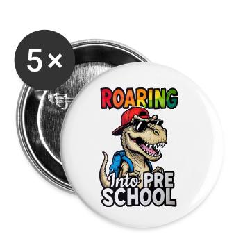 Rugir dans le dinosaure maternel : retour à l’école - Lot de 5 petits badges (25 mm) - blanc - Devant