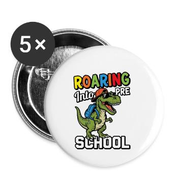 Rugir dans le dinosaure maternel : retour à l’école - Lot de 5 petits badges (25 mm) - blanc - Devant