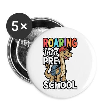 Rugir dans le dinosaure maternel : retour à l’école - Lot de 5 petits badges (25 mm) - blanc - Devant