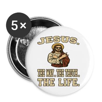 Jesus . The Way. The Truth. The Life. - Christen - Buttons klein 25 mm (5er Pack) - Weiß - Vorne