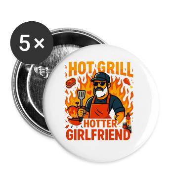 Hot Grill Hotter Girlfriend, Valentine's Day Gift - Buttons small 1''/25 mm (5-pack) - white - Front