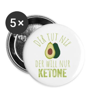 Avocado Keto Spruchbild - Buttons klein 25 mm (5er Pack) - Weiß - Vorne