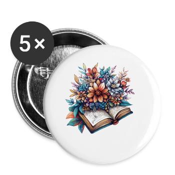 Blütenlese aus dem Buch - Buttons klein 25 mm (5er Pack) - Weiß - Vorne