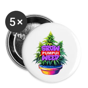 Grow Pumpui Weed - Buttons klein 25 mm (5er Pack) - Weiß - Vorne