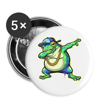 Grüner Street-Frosch mit Goldkette Dabbing - Buttons klein 25 mm (5er Pack) - Weiß - Vorne