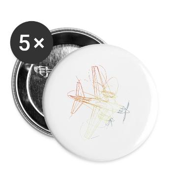 Retro Airplane Drawing - Buttons small 1''/25 mm (5-pack) - white - Front