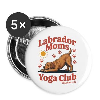 Labrador Moms Yoga Club – Foxred Labbi Design - Buttons small 1''/25 mm (5-pack) - white - Front