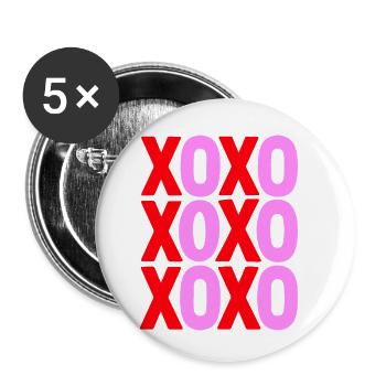 XOXO Love Typographie Design minimaliste - Lot de 5 petits badges (25 mm) - blanc - Devant
